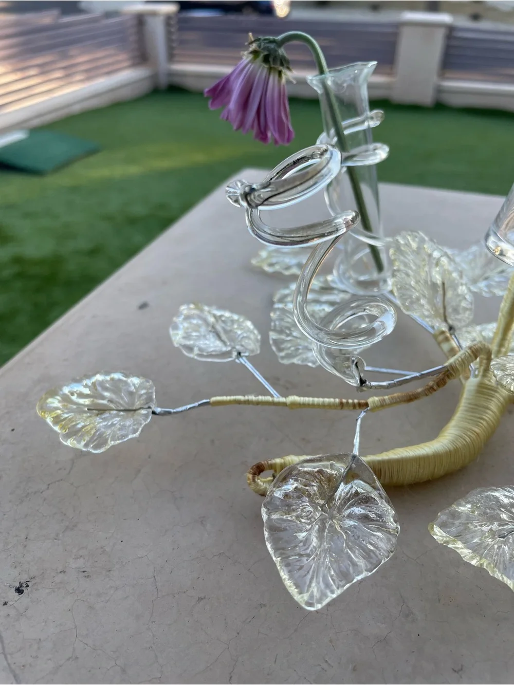 Vintage Murano Style Glass Flower Candelabra Centerpiece Venetian Epergne Tussie